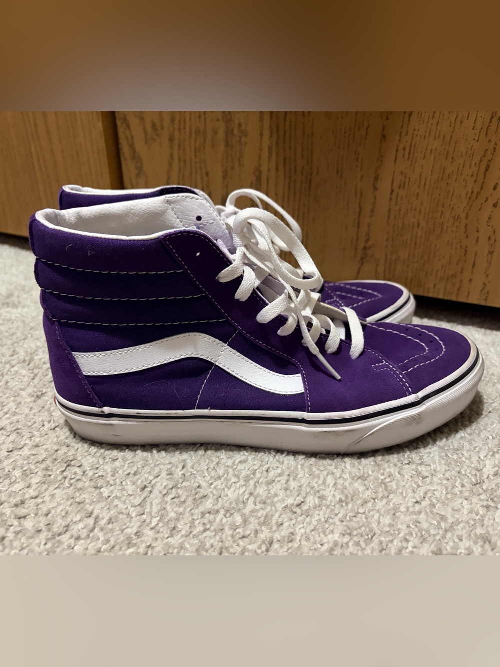 Vans Sk8-Hi Purple White High Top Skate Shoes Men 8.5 Women 10
